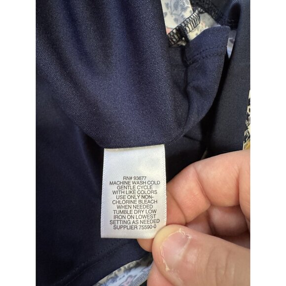 Liz Claiborne Dress Women Size Medium Stretch 3/4 Sleeve Colorful Tie Waist Line - Picture 9 of 12